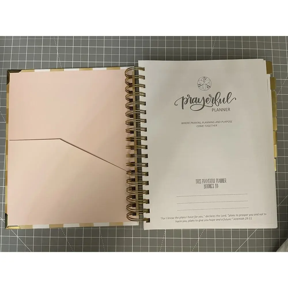 Prayerful Planner Undated Classic 7.5”x 9.5” Spiral Bound Yellow Gingham NIB